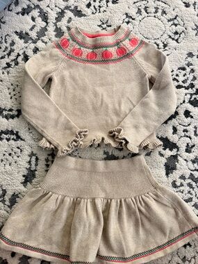 Cynthia Rowley Cream, Coral, Teal Striped Knit Sweater